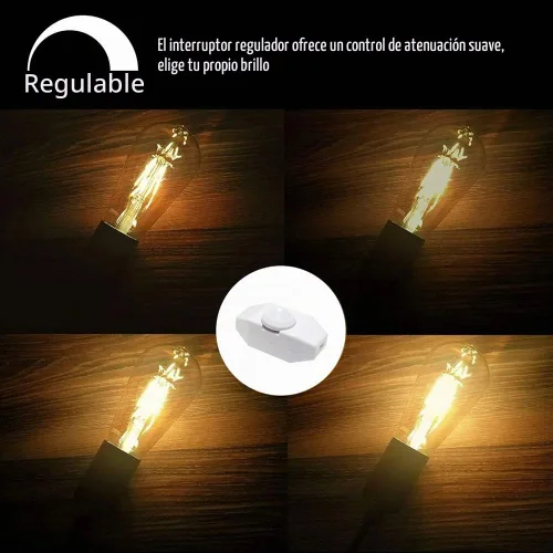 Vista 3 de Cable de luz colgante enchufable con interruptor de atenuación, kit de cable de lámpara colgante de 15 pies con luz E26/E27Socket Swag con ganchos