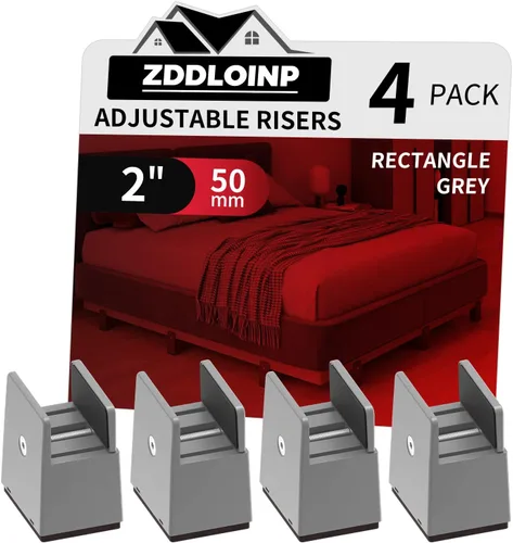 Vista 13 de Elevadores de cama con abrazadera de tornillo ajustable, se adapta a grosor de marco de muebles de 0 a 1.5 pulgadas, elevación en altura de 2