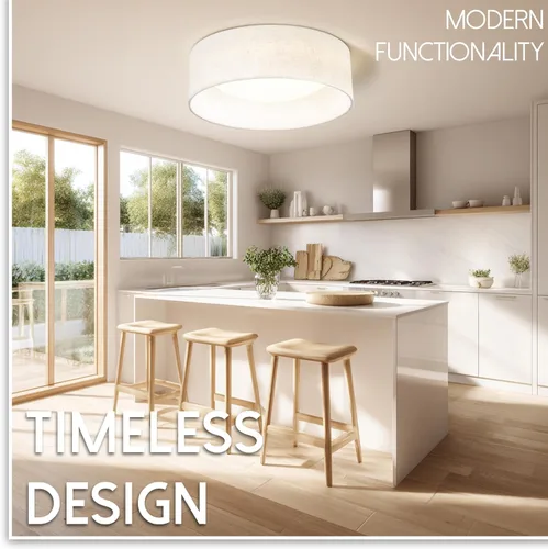 Vista 4 de Hamilyeah Lámpara de techo LED de montaje empotrado con pantalla de tela, accesorio de iluminación de cocina de 12 pulgadas, montaje de techo 5CCT