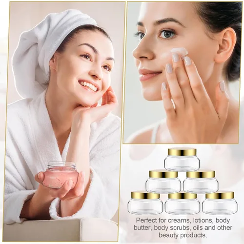 Vista 5 de Mumufy 60 tarros de plástico con tapas, recipientes redondos vacíos de viaje para cremas, tarros cosméticos recargables para lociones, exfoliante
