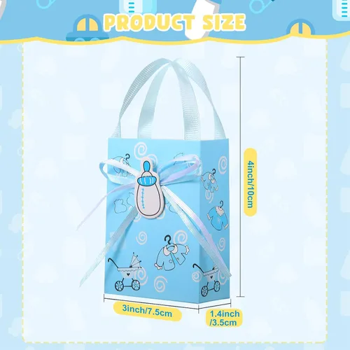 Vista 2 de Dianelhall 48 bolsas de regalo pequeñas para baby shower, para bebé, niño y niña, de 3 x 4 pulgadas, mini bolsas de regalo de fiesta de cumpleaños