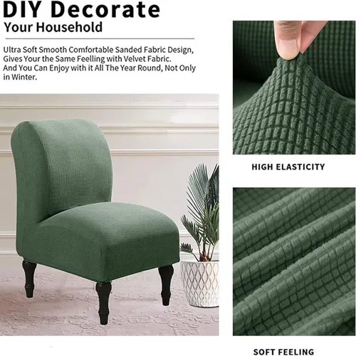 Vista 5 de Fundas elásticas para silla sin brazos, extraíbles y lavables, de elastano jacquard sin reposabrazos, protector de muebles para sala de estar, Verde