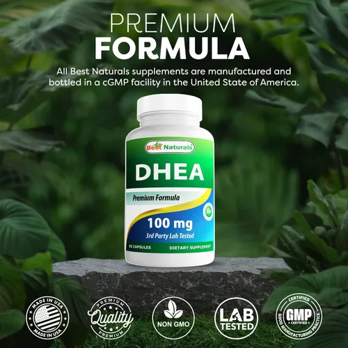 Vista 5 de Best Naturals DHEA Suplemento de 100 mg 60 cápsulas – Apoya los niveles hormonales equilibrados para hombres y mujeres – Promueve un envejecimiento