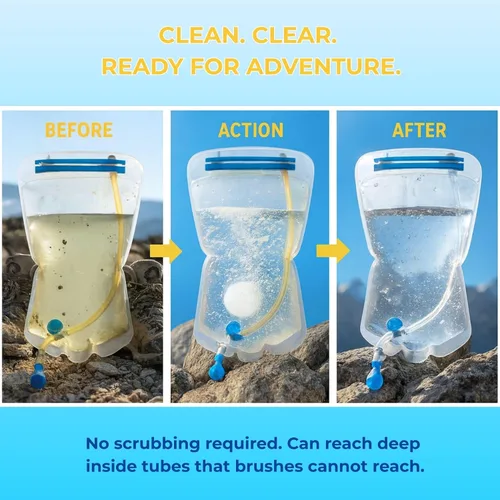 Vista 6 de flowcheer Paquete de 36 tabletas de limpieza de botellas Fórmula potente y de control de olores Limpiador profundo para acero inoxidable
