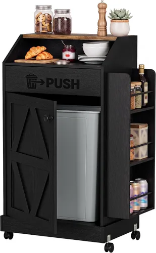 Vista 8 de YESHOMY Gabinete de basura de cocina de 13 galones con puerta de empuje Negro