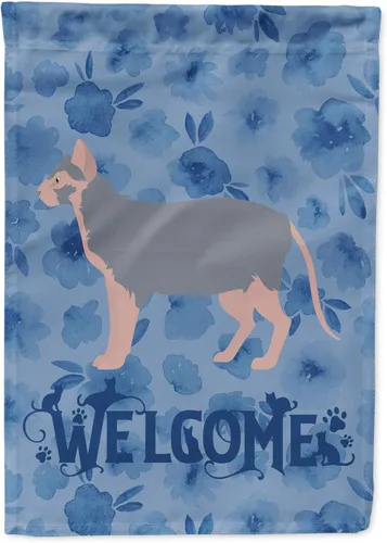 Vista 187 de Caroline's Treasures CK4813CHF - Bandera de bienvenida con gato abisinio azul, manga grande, para porche, para colgar en la pared, poliéster