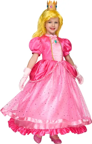 Vista 3 de Spooktacular Creations Vestido de princesa rosa de Halloween, vestido de princesa para niños, disfraz de corona de melocotón para cumpleaños de niñas