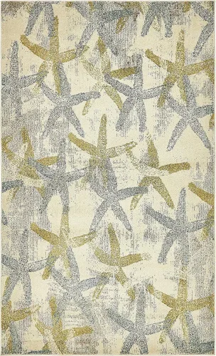 Vista 3 de Alfombra moderna Positano de estilo costero de Loom, Polipropileno, Beige/azul