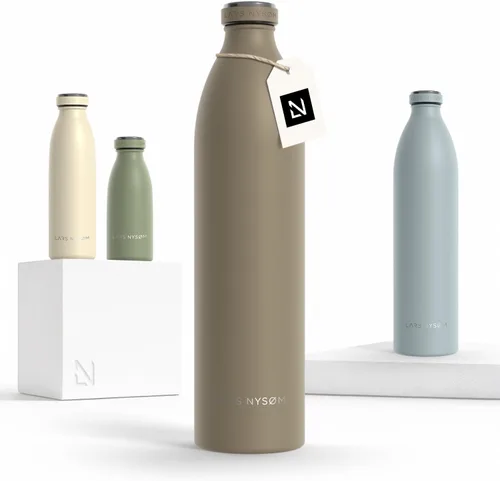 Vista 41 de LARS NYSØM Botella de agua aislada de acero inoxidable de 12 onzas, 17 onzas, 25 onzas, 34 onzas, 51 onzas, frasco térmico aislado para bebidas