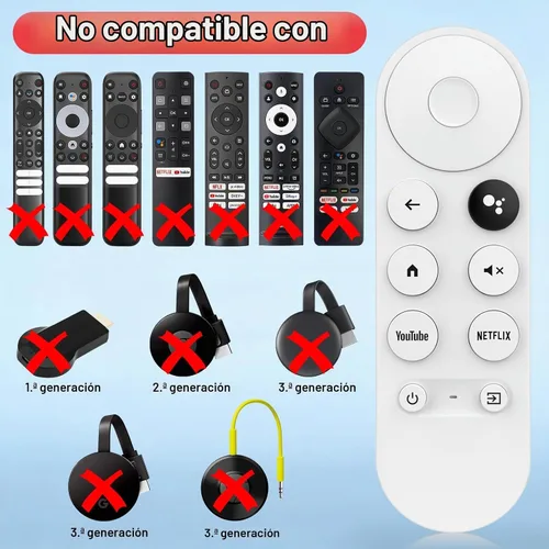 Vista 6 de Control remoto por voz de repuesto para Google-Chromecast-Remote, para Chromecast con Google TV Remote 4K/HD y Google TV Streamer 4K