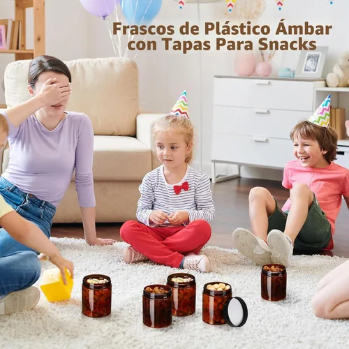 Vista 5 de Tanlade 40 tarros de plástico de 8 onzas con tapas, recipientes redondos para cosméticos, recipientes recargables para polvo, líquidos