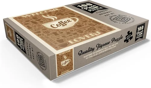 Vista 3 de MyPuzzle Coffee Pattern Print, póster vintage, rompecabezas de 100 piezas prémium para adultos