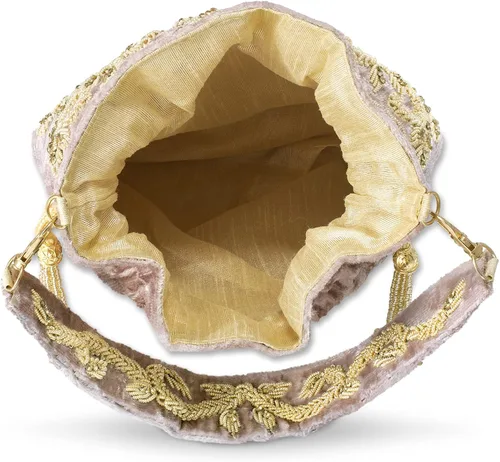 Vista 7 de Aheli Potli - Bolsas de noche para mujer bolso de mano étnico con cordón P71