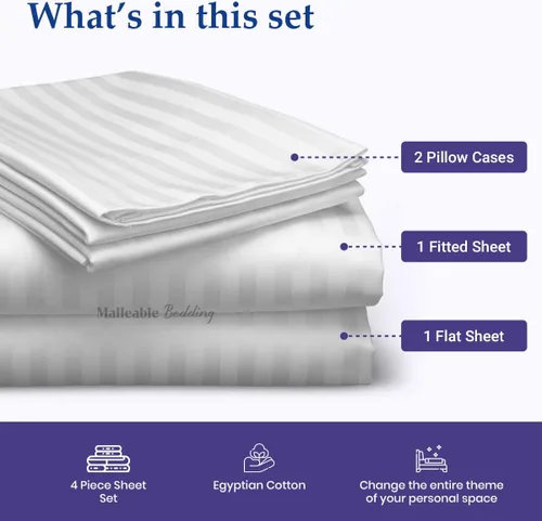 Vista 4 de Top Split Flex - Juego de sábanas para cama ajustable de 32 pulgadas, tamaño King de 600 hilos, algodón egipcio suave y liso, juego de 4 piezas