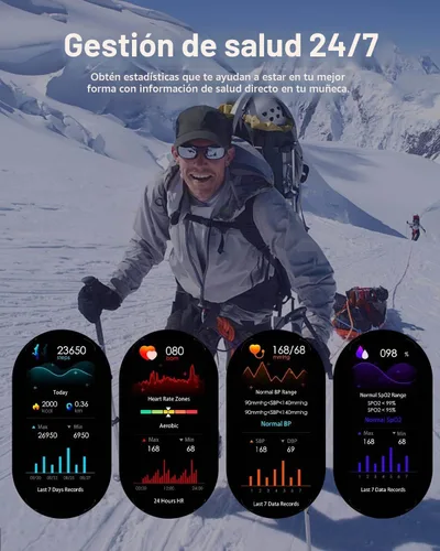 Vista 10 de Reloj inteligente con pantalla HD de 1.85 pulgadas, rastreador de ejercicio/llamada Bluetooth/modo deportivo, relojes inteligentes tácticos para 2