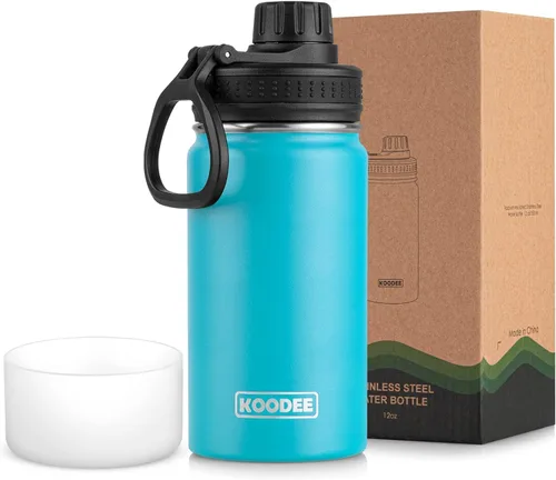 Vista 92 de koodee Botella de agua para niños, botella de agua de acero inoxidable de 12 onzas con aislamiento al vacío para la escuela, botella de agua de boca