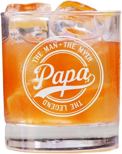 Vista 2 de Papa The Man The Myth The Legend - Vaso de whisky, regalos para abuelo, papá, papá, él, Navidad, cumpleaños, día del padre para papá de hija, hijo