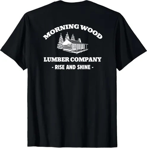 Vista 3 de Morning Wood Lumber Company - Camiseta con estampado de espalda delantera, Negro, S