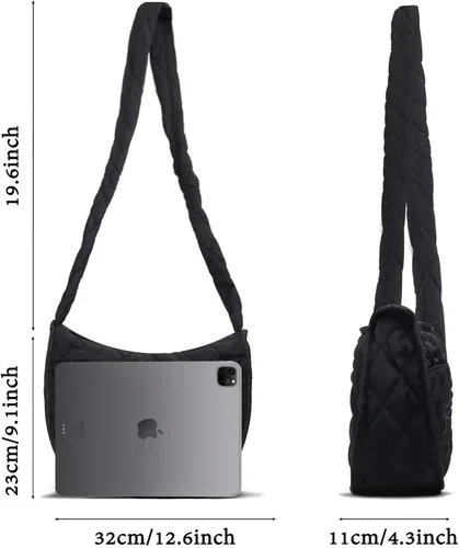 Vista 4 de Lostars Bolsa acolchada para mujer, bolsas acolchadas cruzadas, bolsas acolchadas para mujer, bolsa acolchada de algodón de plumón