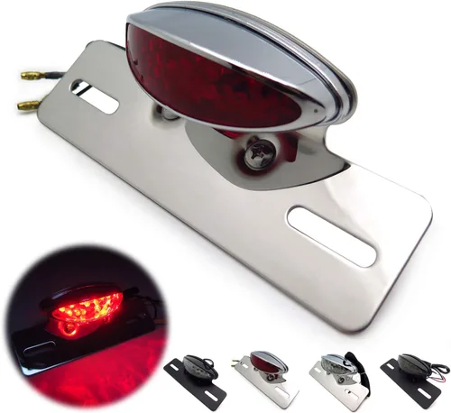 Vista 10 de HONGK - Placa eliminadora de guardabarros con luz trasera integrada LED negra transparente para motocicleta, compatible con Harley Yamaha, Suzuki