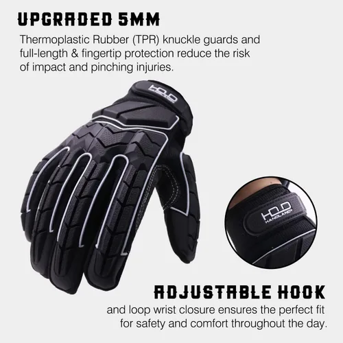 Vista 5 de AIGEVTURE Guantes de trabajo anti vibración para hombre, guantes mecánicos de impacto reductor TPR, guantes de seguridad con dedos y palma