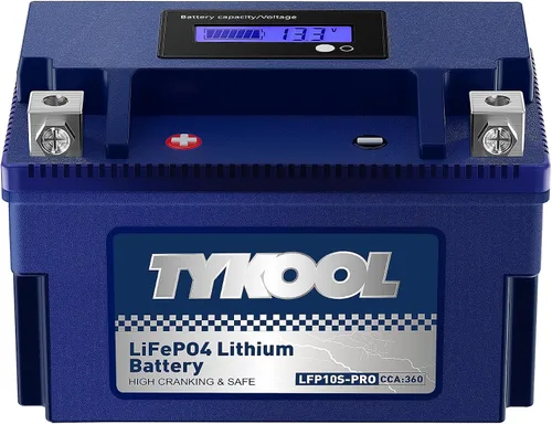 Vista 15 de TYKOOL YTZ5S - Batería de litio para motocicleta, 12,8 V, 3 Ah, 180 CCA LiFePO4, batería para deportes de motor para ATV, UTV, motos de nieve, moto