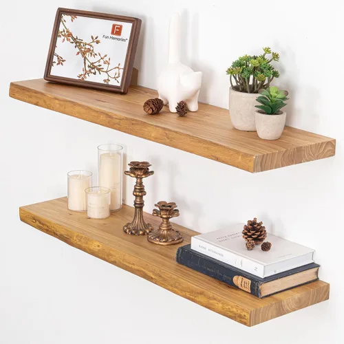 Vista 48 de Estantes flotantes para decoración de pared, estantes rústicos de madera recuperada de 24 x 8 pulgadas, estantes de montaje en pared resistentes