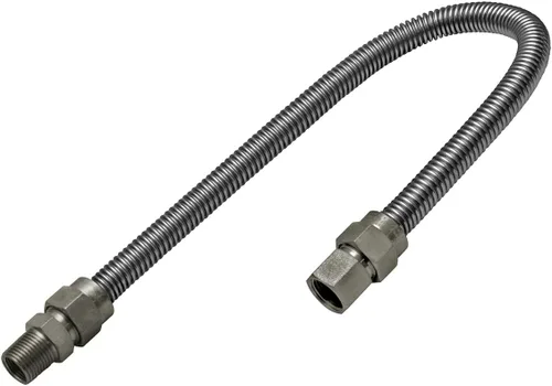 Vista 7 de Kit de conectores de gas de acero inoxidable de 12 pulgadas, conector de manguera de gas flexible de 5/8 pulgadas de diámetro exterior para rango