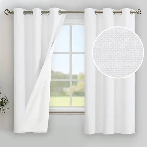Vista 45 de YoungsTex - Cortinas 100% opacas para dormitorio, con aislamiento térmico y ojales, cortinas oscuras negras con capa pesada para ventana de sala