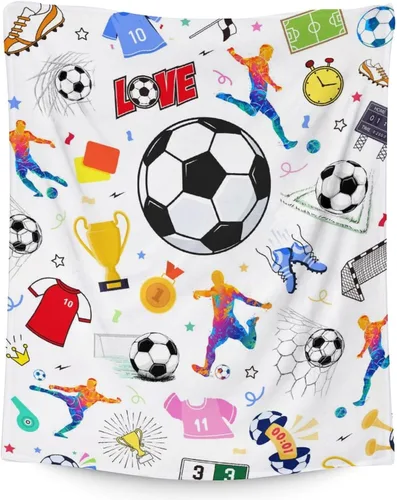 Vista 16 de Manta de fútbol para niños y niñas, tamaño regazo de 30 x 40 pulgadas, manta suave y acogedora, regalo para equipo de fútbol, manta deportiva azul