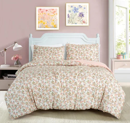 Vista 11 de Chezmoi Collection Azura Juego de Edredón Floral de 2 Piezas Tamaño Individual - Juego de Ropa de Cama de Microfibra Estampada Ligera Multicolor