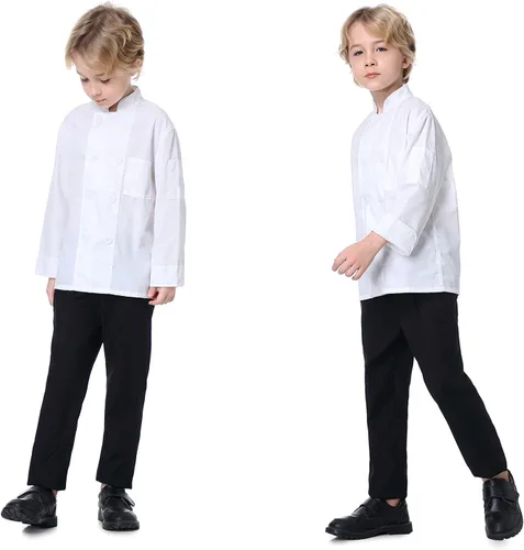 Vista 3 de TopTie Abrigo de chef para disfraz de Halloween para uniforme de cocinero para niños