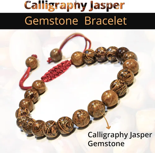 Vista 86 de Adjustable Crystal Bracelet – Gemstone Bead Bracelet with Adjustable Macrame String – Chic Gemstone Bracelet for Men and Women – 8mm Round Healing