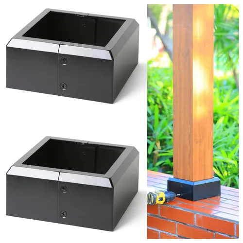 Vista 22 de Paquete de 4 cubiertas de base de poste de cubierta de aleación de aluminio (base de poste de 1 x 1 pulgada x 3.35 pulgadas), para pasamanos, Blanco