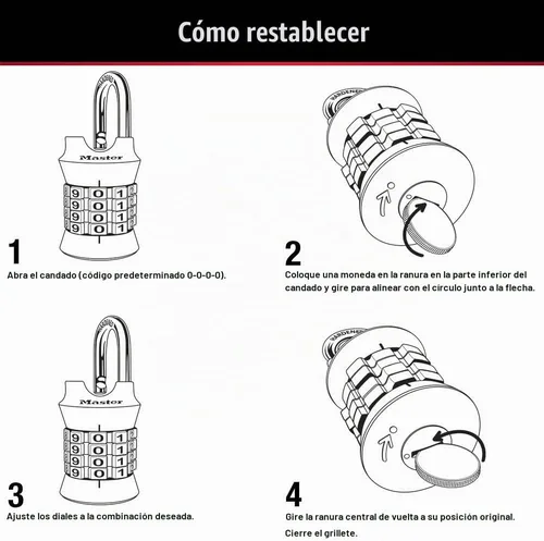 Vista 5 de Master Lock Candado de combinación de palabras, establezca su propia combinación para casilleros de gimnasio y escuela, candado de combinación