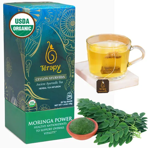 Vista 14 de Térapy Té de Manzanilla de Ceilán Bolsas de té de hierbas orgánicas USDA Ingredientes ayurvédicos 100% naturales incluyendo manzanilla orgánica