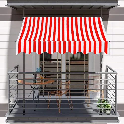 Vista 2 de Refugio para parasol sin perforaciones, toldo retráctil con manivela, toldo para patio, toldo impermeable para puerta, exterior para ventana