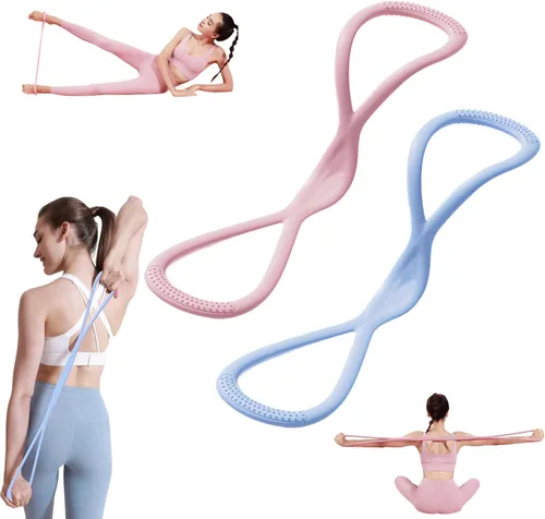 Vista 11 de Figura 8 Banda de resistencia para mujeres y hombres, banda de ejercicio con asas antideslizantes, equipo de fitness para gimnasio en casa