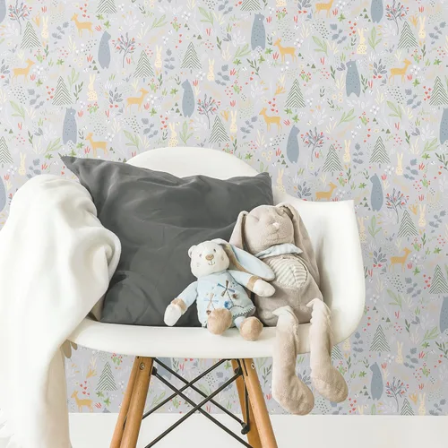 Vista 10 de RoomMates RMK12121RL Green Spring Forest Pals - Papel tapiz para despegar y pegar