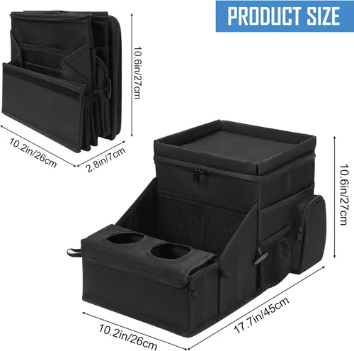 Vista 7 de COOLBEBE Organizador de asiento de automóvil, organizador de asiento trasero de automóvil con portavasos para viajes de niños y adultos, organizador