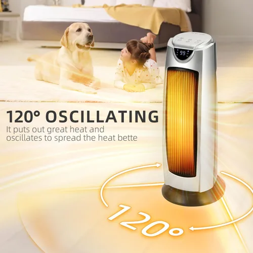 Vista 6 de Uthfy Calentador de espacio para uso en interiores, 1500 W y calentamiento rápido, calentador portátil con control remoto, temporizador de 24 horas