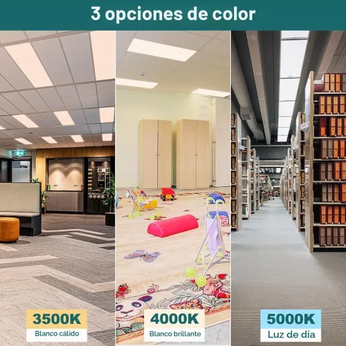Vista 3 de kadision Luz LED de panel plano de 2 x 2, 50 W/45 W/40 W/30 W/25 W ajustable, 5000 K/4000 K/3500 K seleccionable, 5500LM 0-10V luces de techo