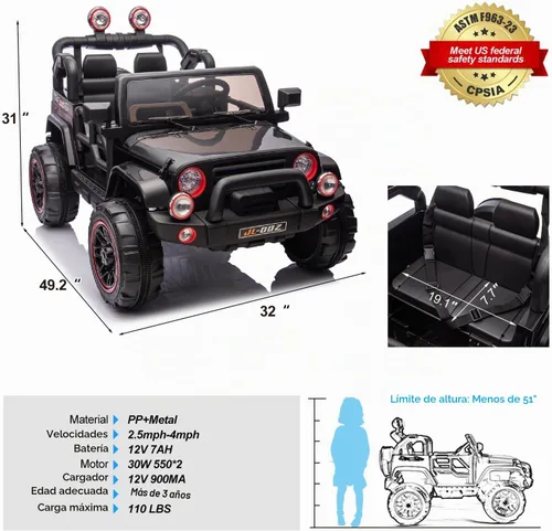 Vista 9 de Fitnessclub Autos eléctricos para niños, automóvil eléctrico para niños de 12 V con control remoto Bluetooth de 2,4 GHz, luces LED, reproductor MP3