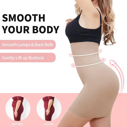 Vista 2 de JOYSHAPER Faja moldeadora para debajo de los vestidos, medio deslizamiento, control de abdomen, adelgazante, sedosa, moldeador corporal