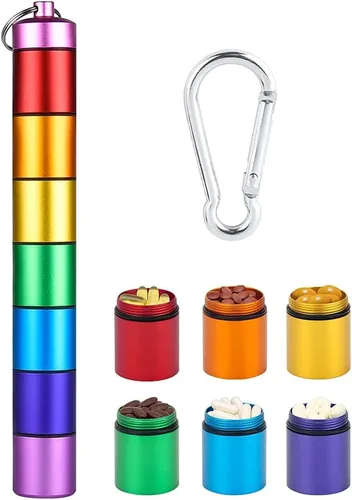 Vista 3 de Tvoip Pastillero portátil impermeable para 7 días, pastillero de viaje, pastillero portátil para medicina, organizador de píldoras hermético diario