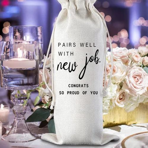 Vista 5 de Nuevos regalos de trabajo combinan bien con la nueva bolsa de vino de felicitaciones de trabajo So Proud of You, regalos de felicitaciones