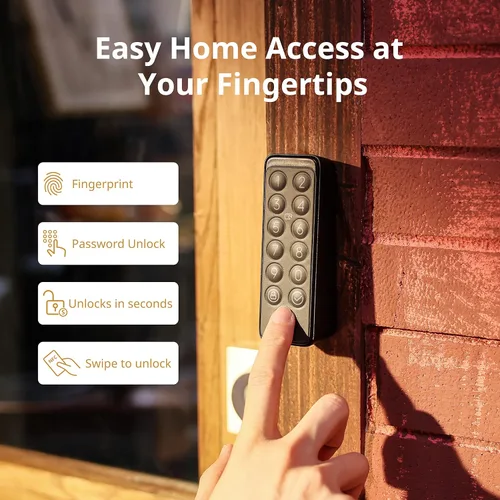 Vista 2 de SwitchBot Smart Keypad Touch para SwitchBot Lock, Entrada sin llaves con huella dactilar para el hogar, IP65 a prueba de agua, admite contraseñas