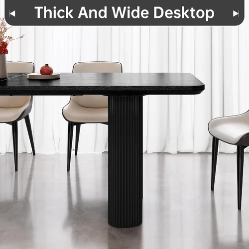 Vista 13 de Mesa de comedor de 63.14 pulgadas, mesa de cocina rectangular moderna, mesa de comedor para el hogar para cocina, bar, sala de estar, espacio Blanco