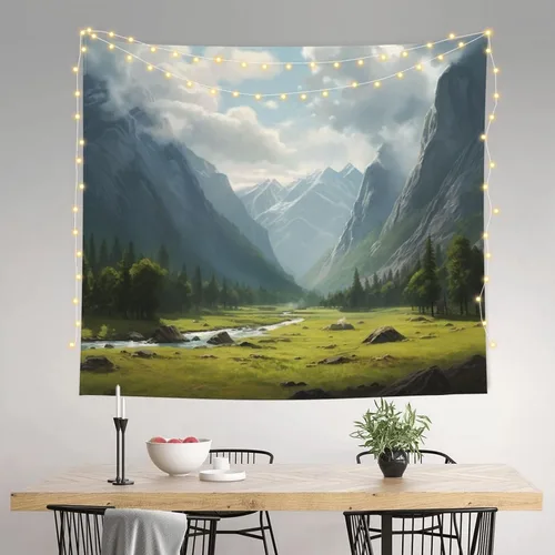 Vista 11 de VTCTOASY Tapiz de pintura de paisaje de universo, tapices para colgar en la pared para dormitorio, decoración del hogar, tapices estéticos