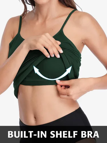 Vista 74 de Camisa Attraco de algodón, con tirantes estilo espagueti, con brasier incorporado, 2 paquetes, para mujer